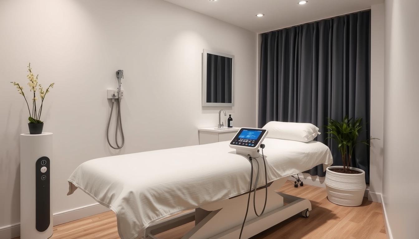 Clínica moderna con máquina de limpieza de colon profesional