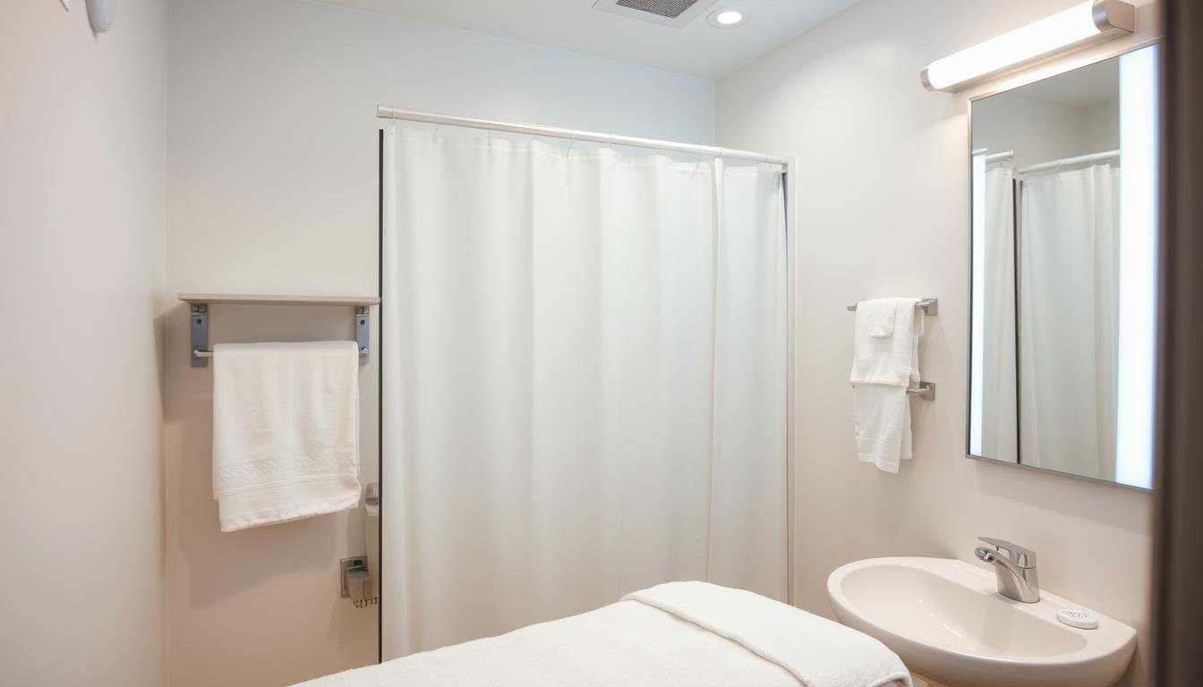 Comfortable bathroom setup for administering a coffee enema Comfortable bathroom setup for administering a coffee enema