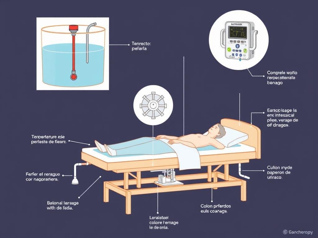 Componentes principales de una cama para hidroterapia de colon