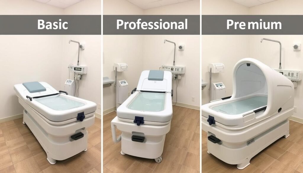 Diferentes modelos de camas para hidroterapia de colon