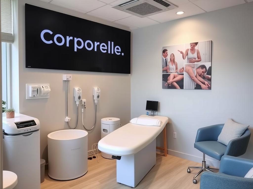 Interior de la clínica Corporelle con equipo de hidroterapia de colon Interior de la clínica Corporelle con equipo de hidroterapia de colon