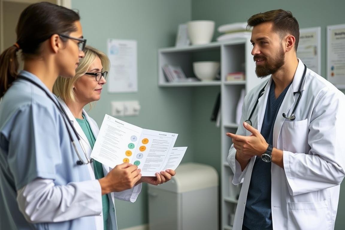 Médico explicando precauciones sobre las pastillas 15 day cleanse a un paciente Médico explicando precauciones sobre las pastillas 15 day cleanse a un paciente