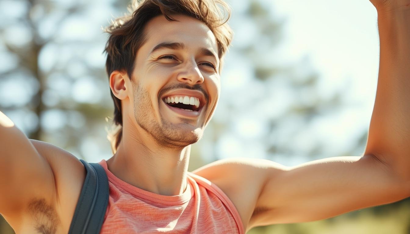 Persona disfrutando de bienestar tras limpiar los intestinos de heces rápidamente Persona disfrutando de bienestar tras limpiar los intestinos de heces rápidamente