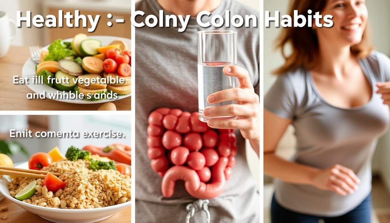 Persona realizando actividades saludables para el colon: comiendo fibra, bebiendo agua y haciendo ejercicio Persona realizando actividades saludables para el colon: comiendo fibra, bebiendo agua y haciendo ejercicio