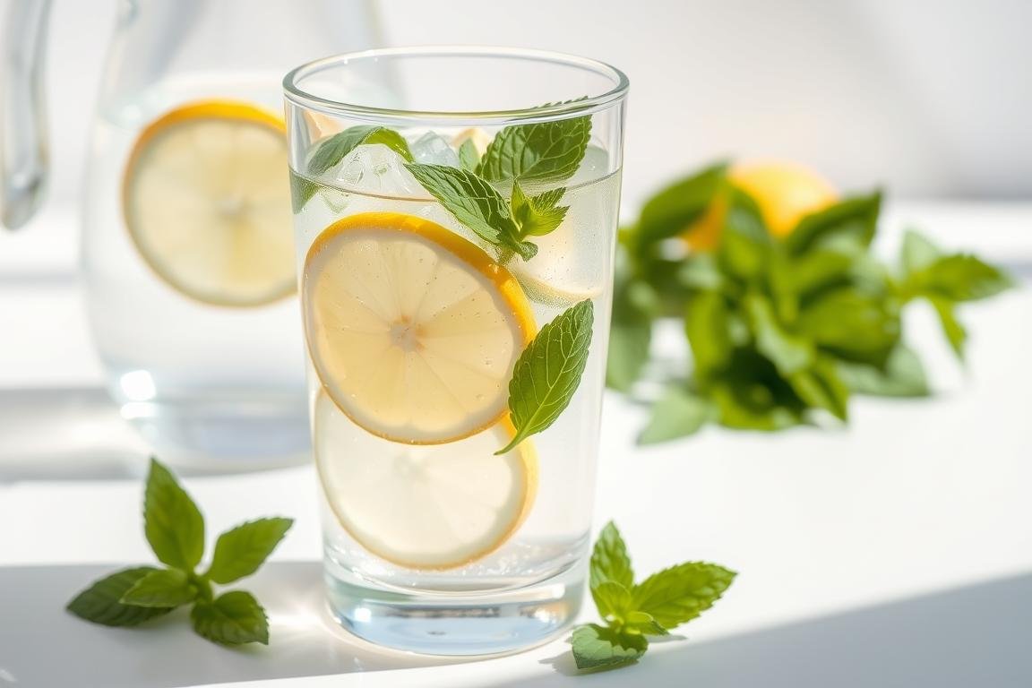 Vaso de agua con limón para limpiar el colon Vaso de agua con limón para limpiar el colon