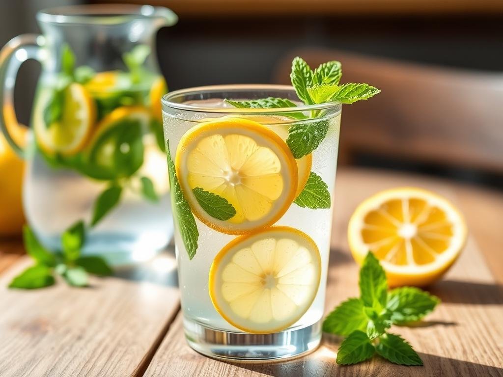 Vaso de agua con limón para limpiar los intestinos de heces rápidamente Vaso de agua con limón para limpiar los intestinos de heces rápidamente