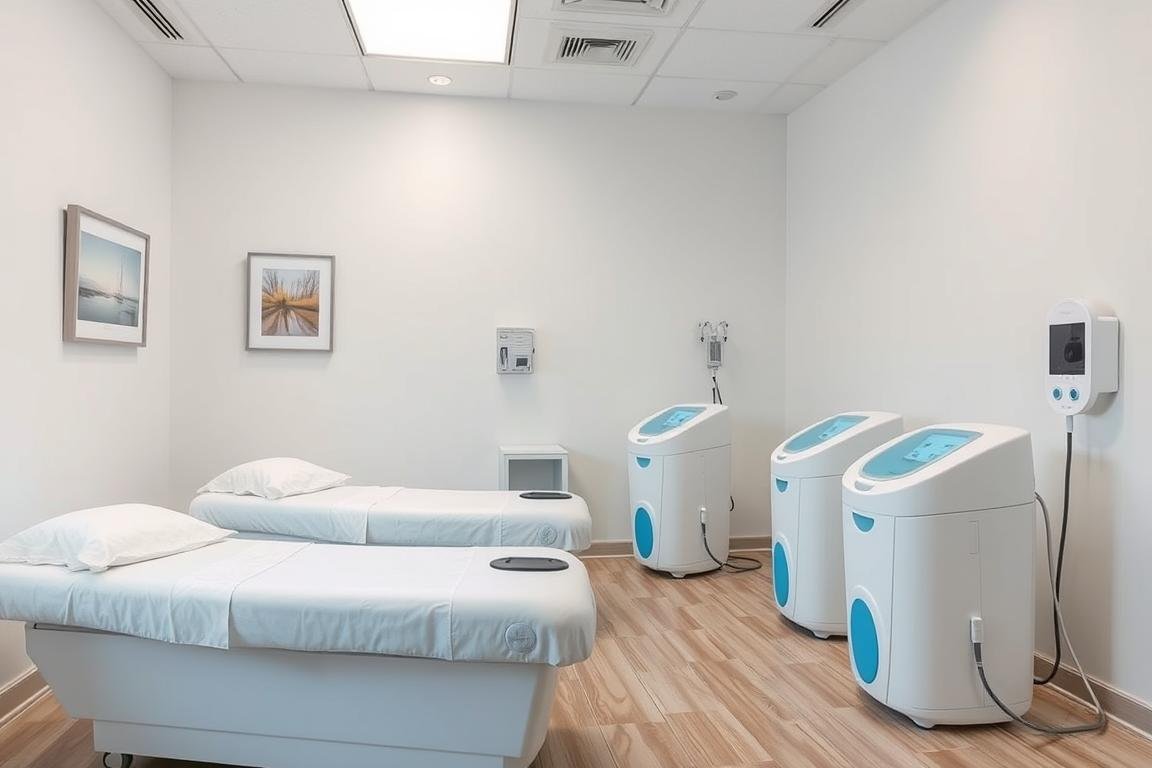 Centro especializado con múltiples máquinas para hidroterapia de colon