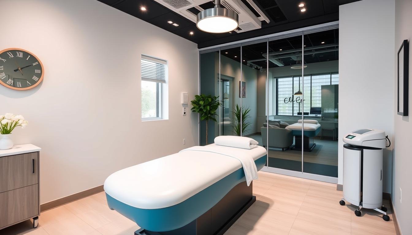 Clínica moderna con cama para hidroterapia de colon integrada en sus servicios Clínica moderna con cama para hidroterapia de colon integrada en sus servicios