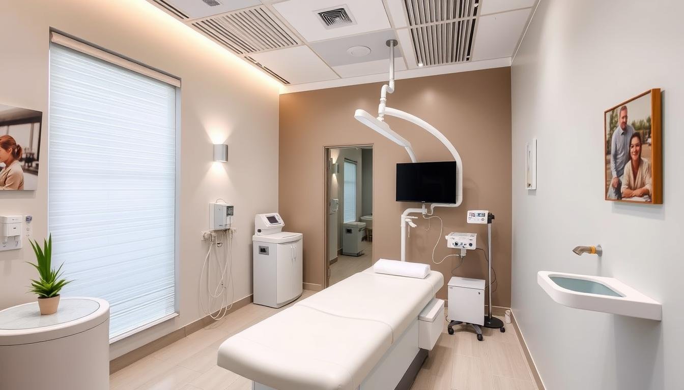 Clínica moderna equipada con camas para hidroterapia de colon