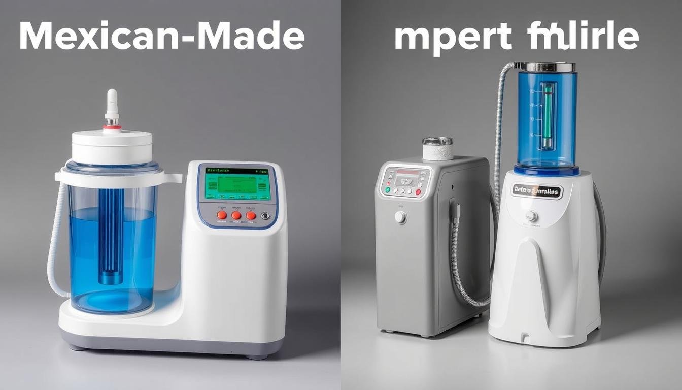 Comparación visual entre equipos nacionales e importados de hidroterapia de colon