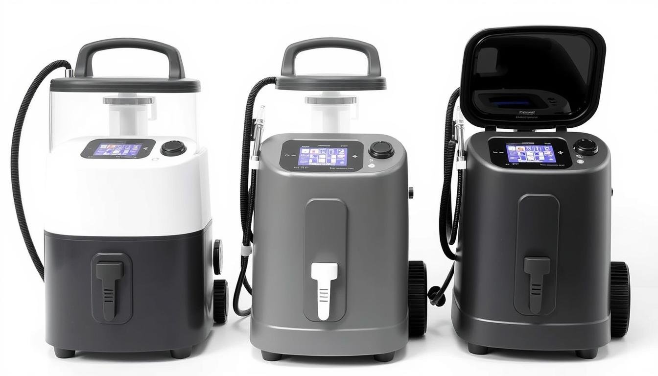 Comparativa visual de diferentes modelos de máquinas para hidroterapia de colon