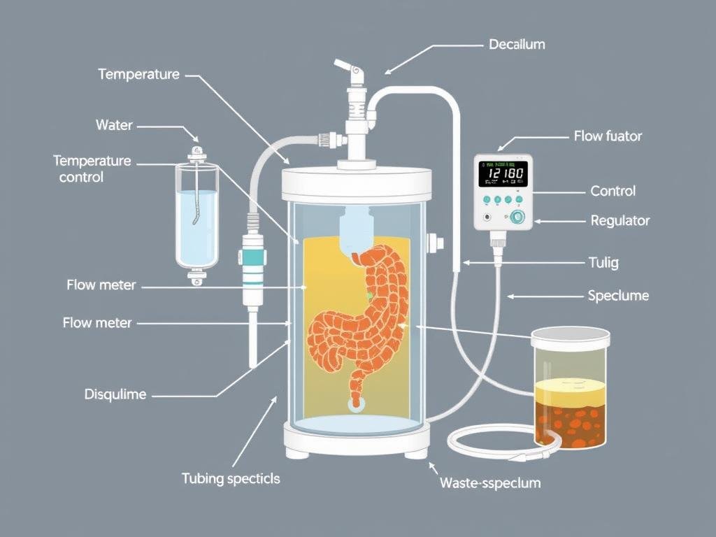 Componentes principales de una Máquina para Hidroterapia de Colon con etiquetas