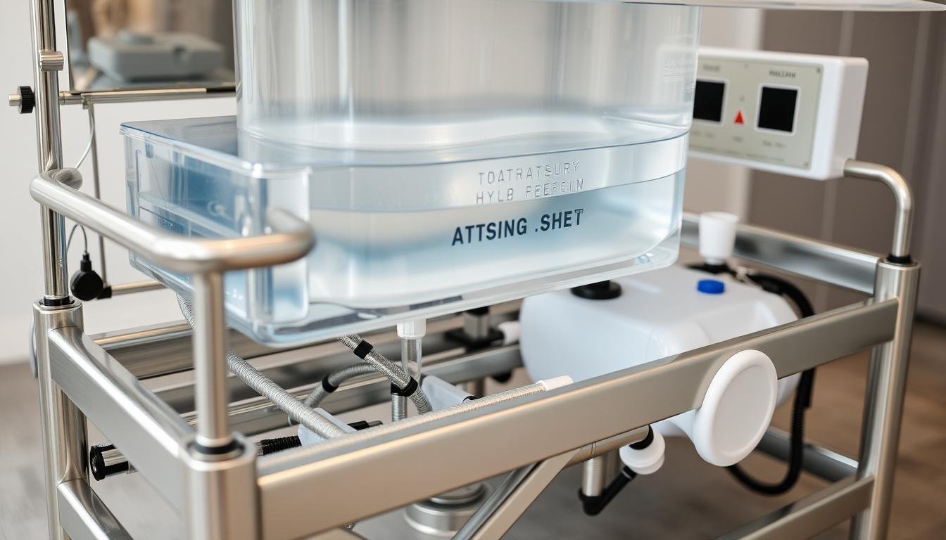 Detalles técnicos de una cama para hidroterapia de colon profesional