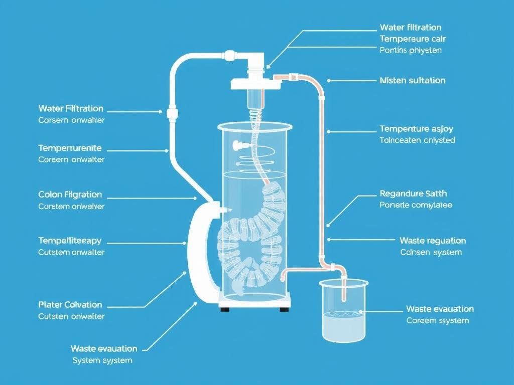 Diagrama del funcionamiento de una máquina de hidroterapia de colon Diagrama del funcionamiento de una máquina de hidroterapia de colon