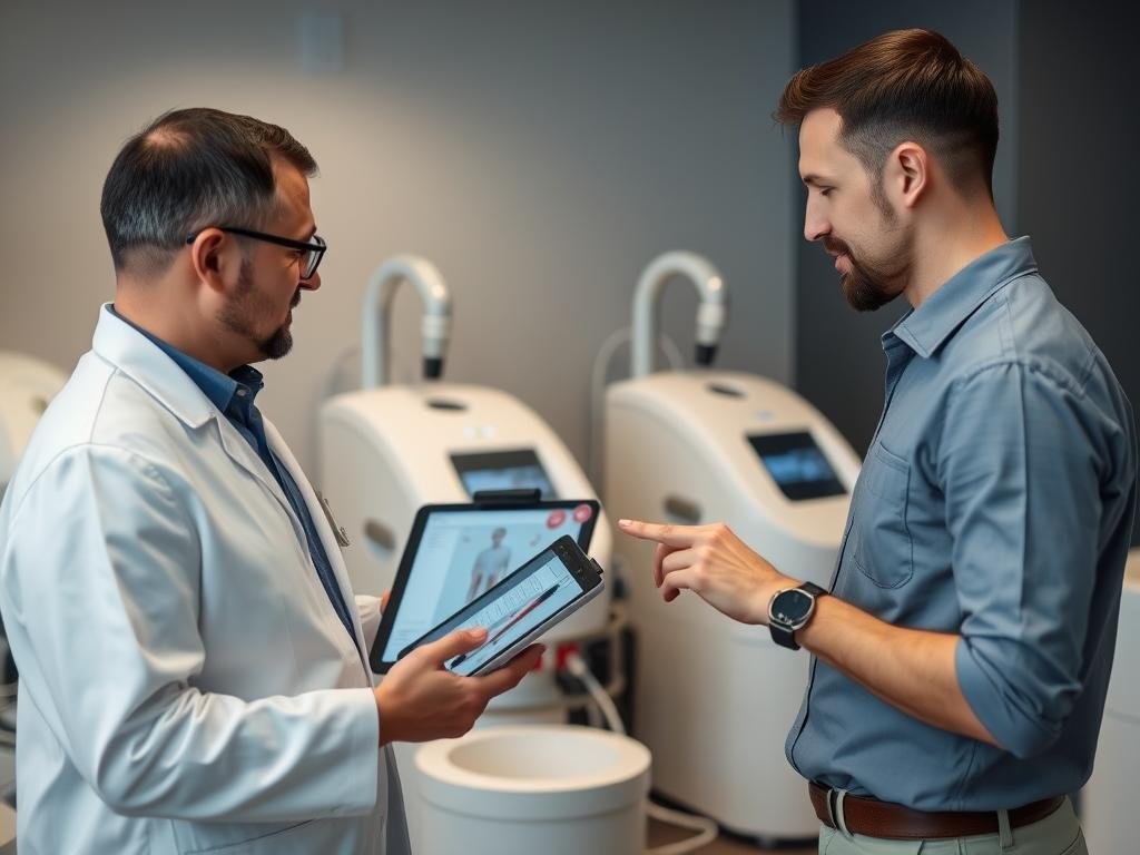 Especialista asesorando sobre equipos de Hidroterapia de Colon