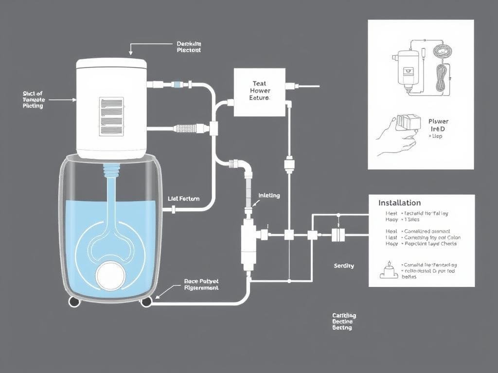 Esquema de instalación de máquina para hidroterapia de colon con conexiones Esquema de instalación de máquina para hidroterapia de colon con conexiones