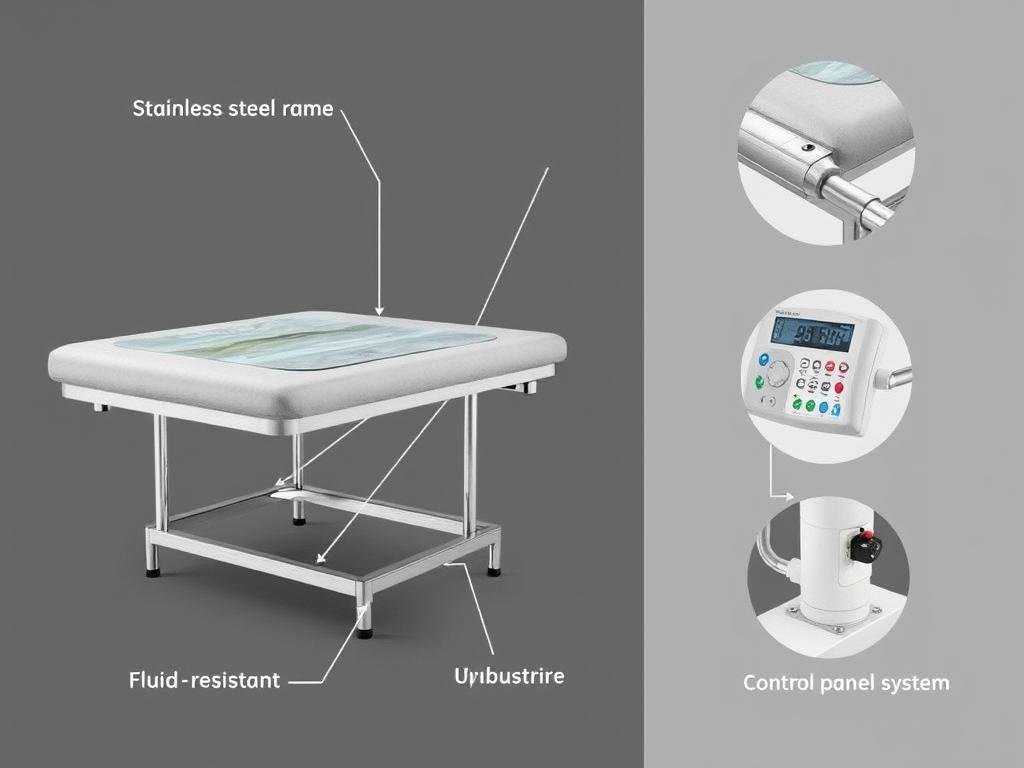 Estructura y superficie de una cama para hidroterapia de colon Estructura y superficie de una cama para hidroterapia de colon