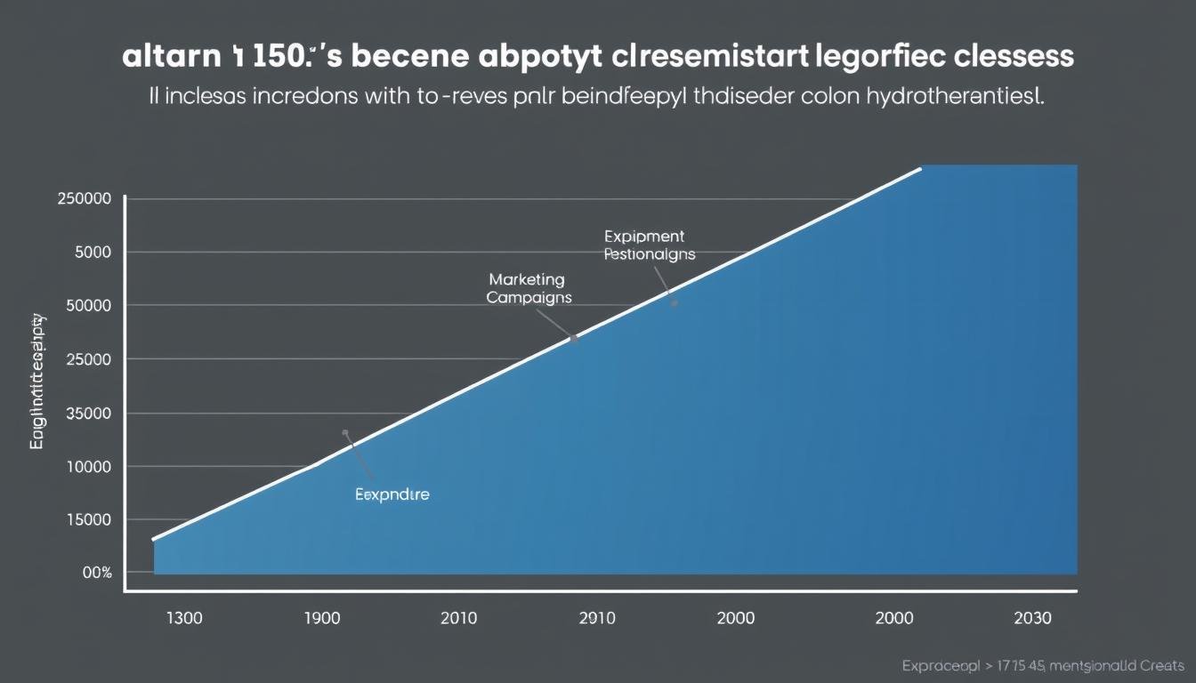 Gráfico de crecimiento de ingresos tras implementar servicios de hidroterapia de colon Gráfico de crecimiento de ingresos tras implementar servicios de hidroterapia de colon
