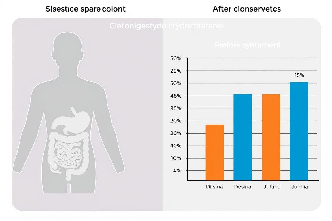 Gráfico mostrando la mejora en síntomas digestivos después de la hidroterapia de colon Gráfico mostrando la mejora en síntomas digestivos después de la hidroterapia de colon