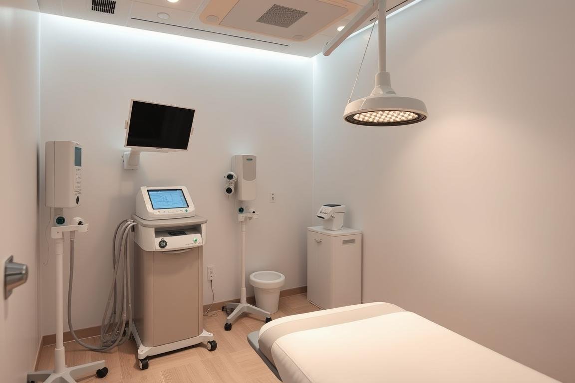 Interior de una clínica privada con equipo para lavativa intestinal Interior de una clínica privada con equipo para lavativa intestinal