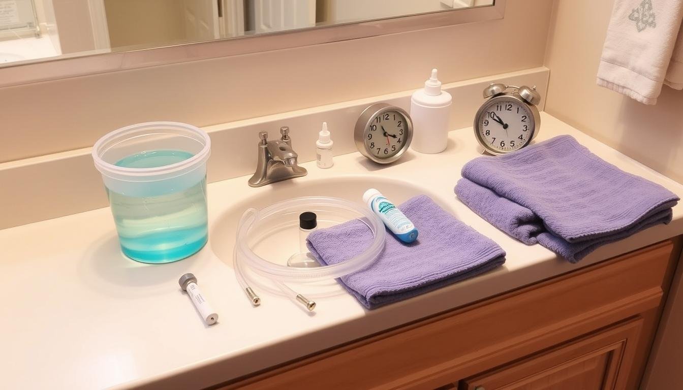 Kit de enema preparado con todos los materiales necesarios Kit de enema preparado con todos los materiales necesarios