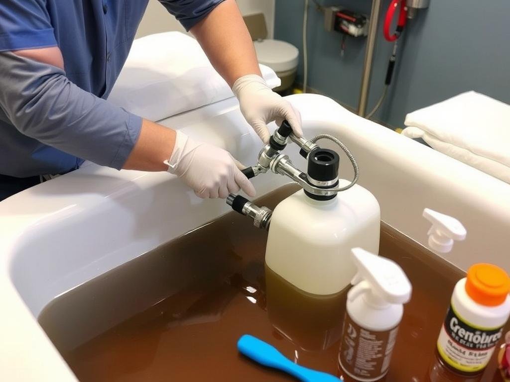 Mantenimiento de una cama para hidroterapia de colon