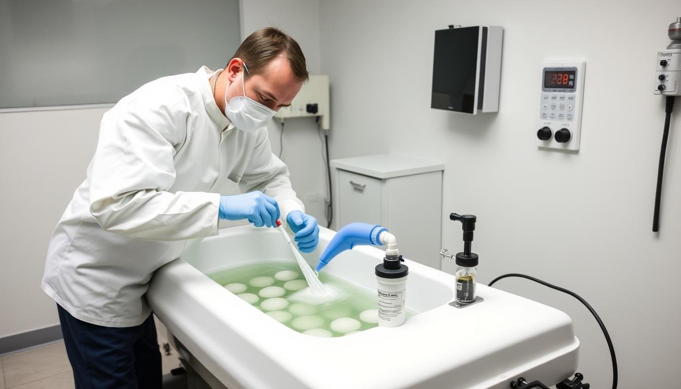 Mantenimiento profesional de una cama para hidroterapia de colon