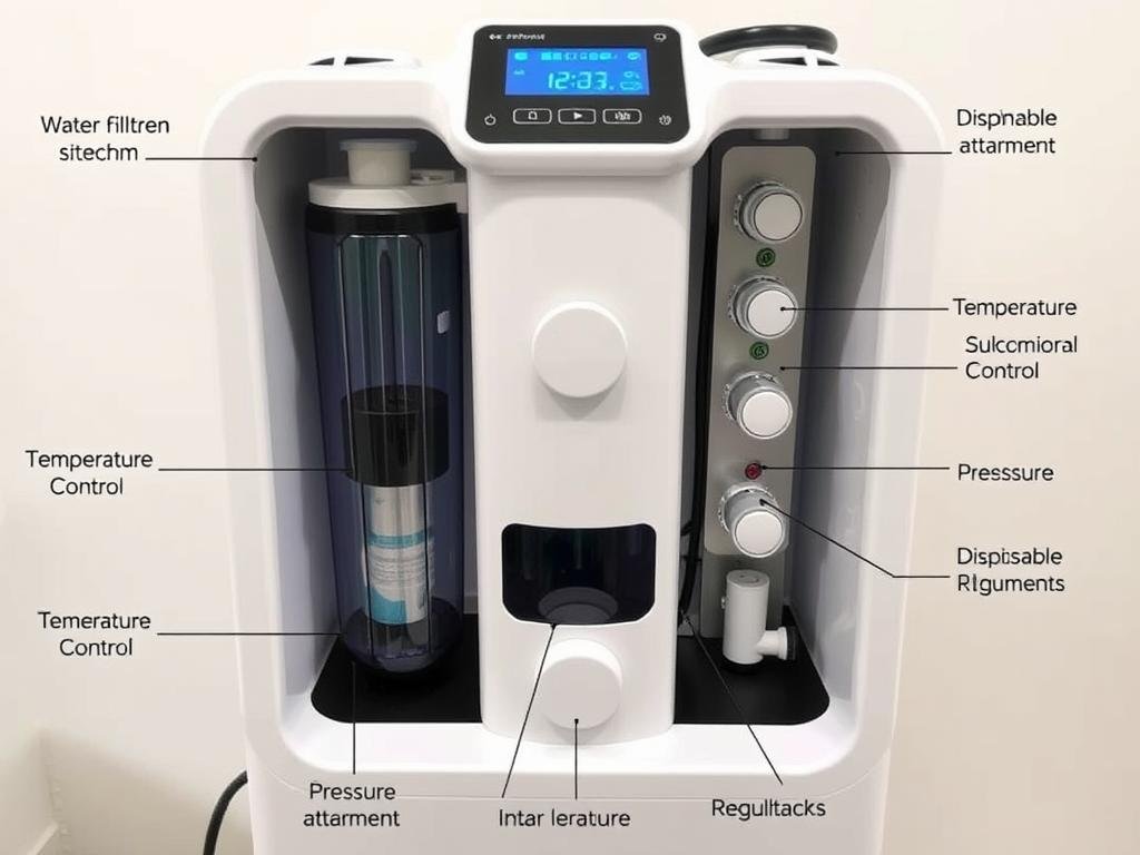 Máquina moderna de hidroterapia de colon mostrando sus componentes principales