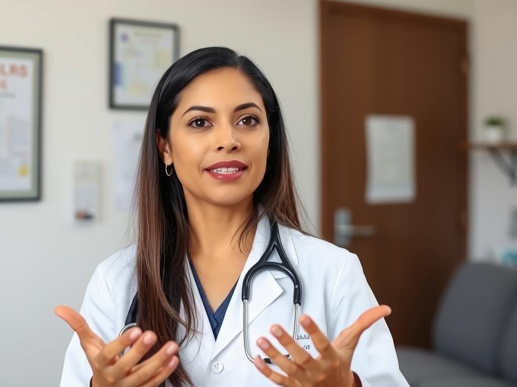 Médico especialista explicando los beneficios de la hidroterapia de colon Médico especialista explicando los beneficios de la hidroterapia de colon