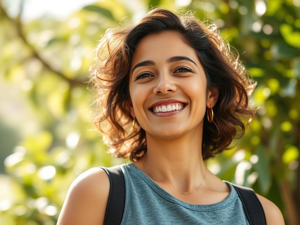 Person feeling energetic after a wellness treatment Person feeling energetic after a wellness treatment