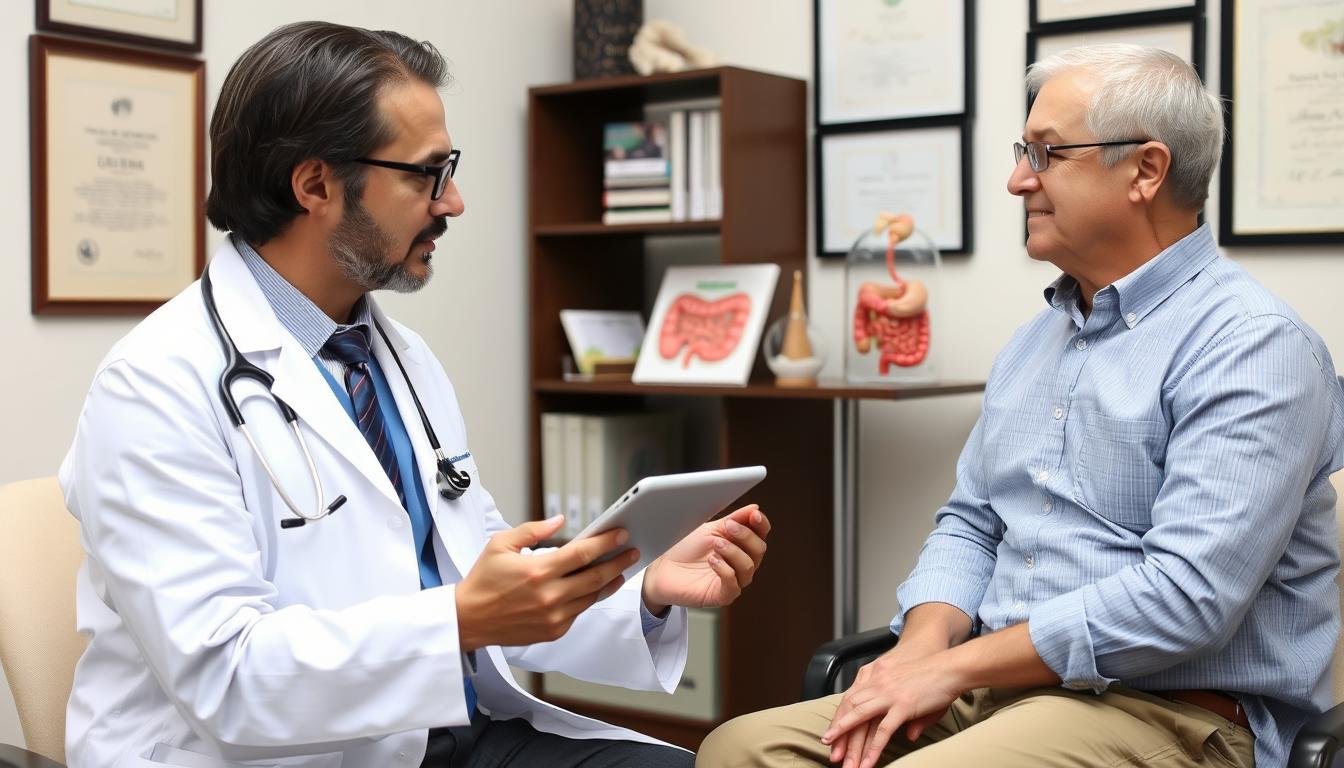 Persona consultando con un médico sobre salud intestinal Persona consultando con un médico sobre salud intestinal