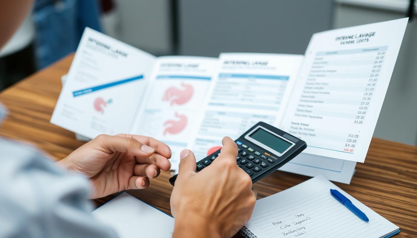 Persona evaluando opciones de lavativa intestinal con presupuesto en mente Persona evaluando opciones de lavativa intestinal con presupuesto en mente