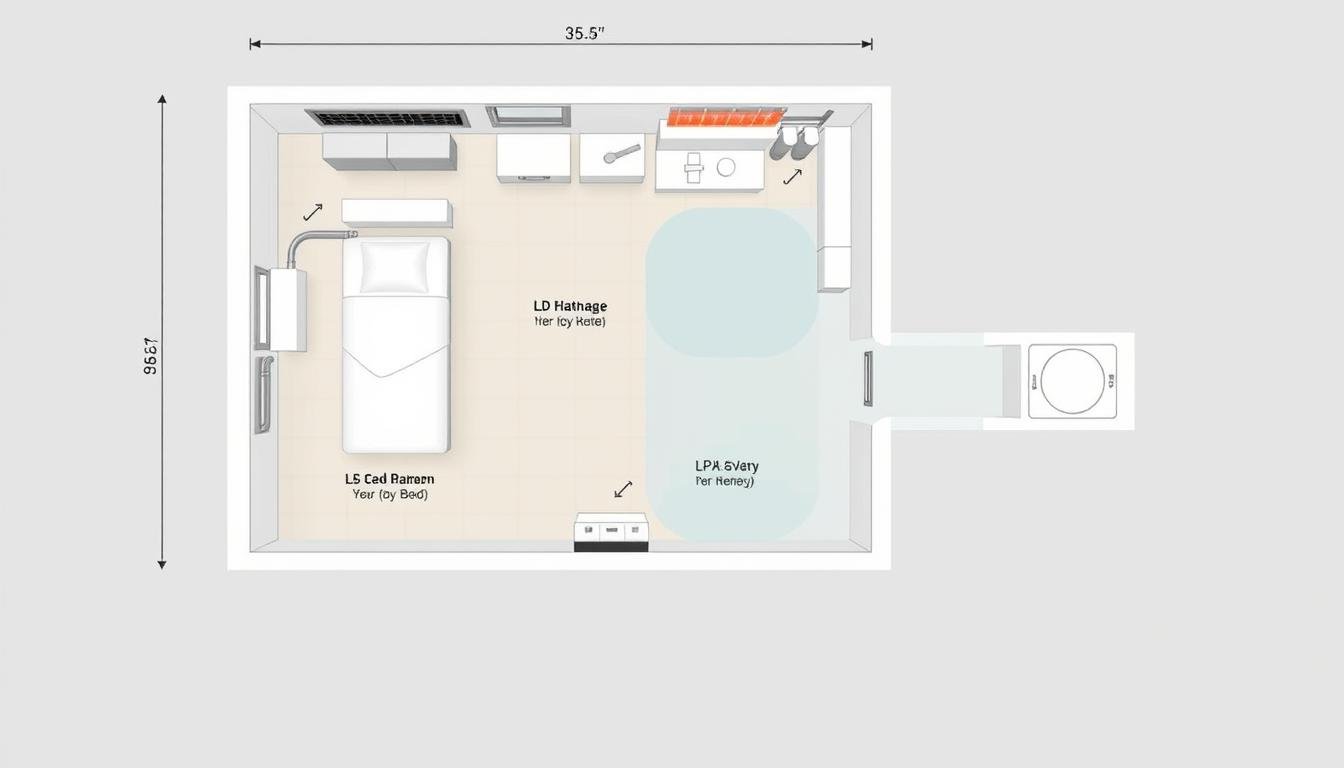 Plano de instalación para una cama para hidroterapia de colon