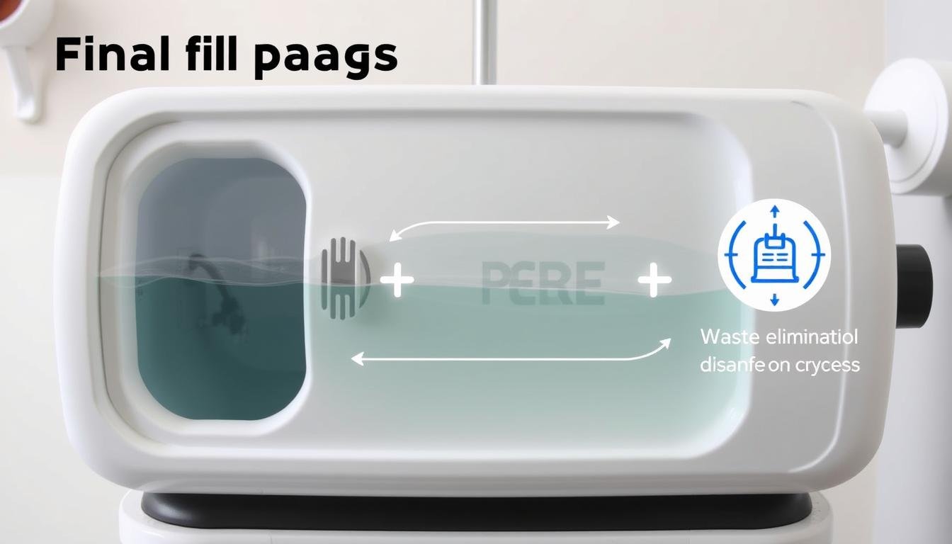 Proceso de eliminación de residuos y desinfección en Máquina para Hidroterapia de Colon Proceso de eliminación de residuos y desinfección en Máquina para Hidroterapia de Colon