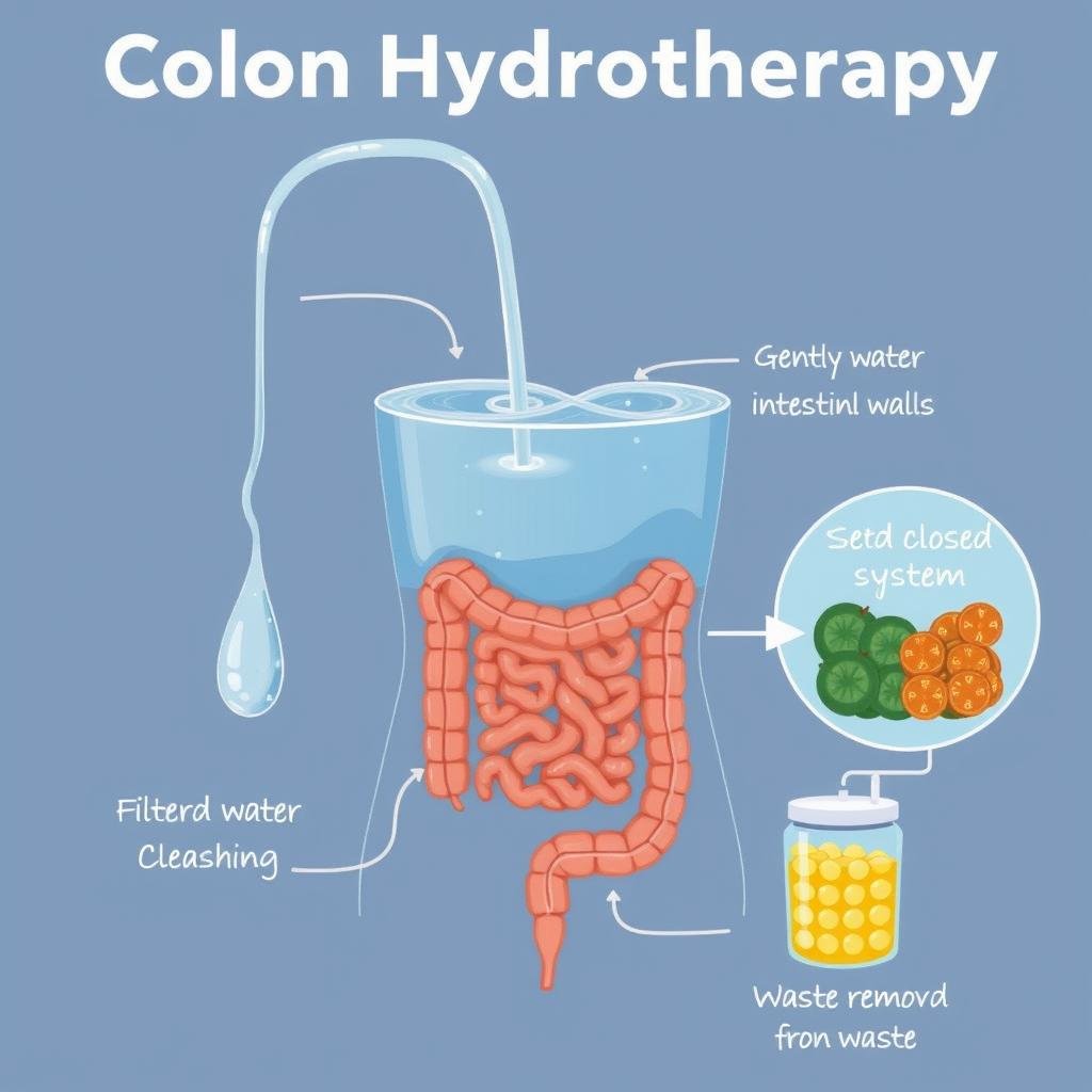 Proceso de hidroterapia de colon con máquina especializada