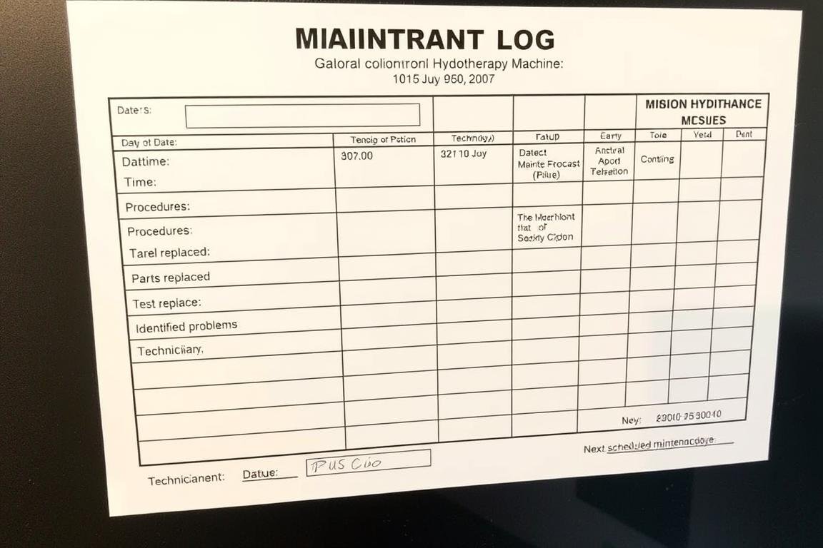 Registro de mantenimiento para Máquinas para Hidroterapia de Colon