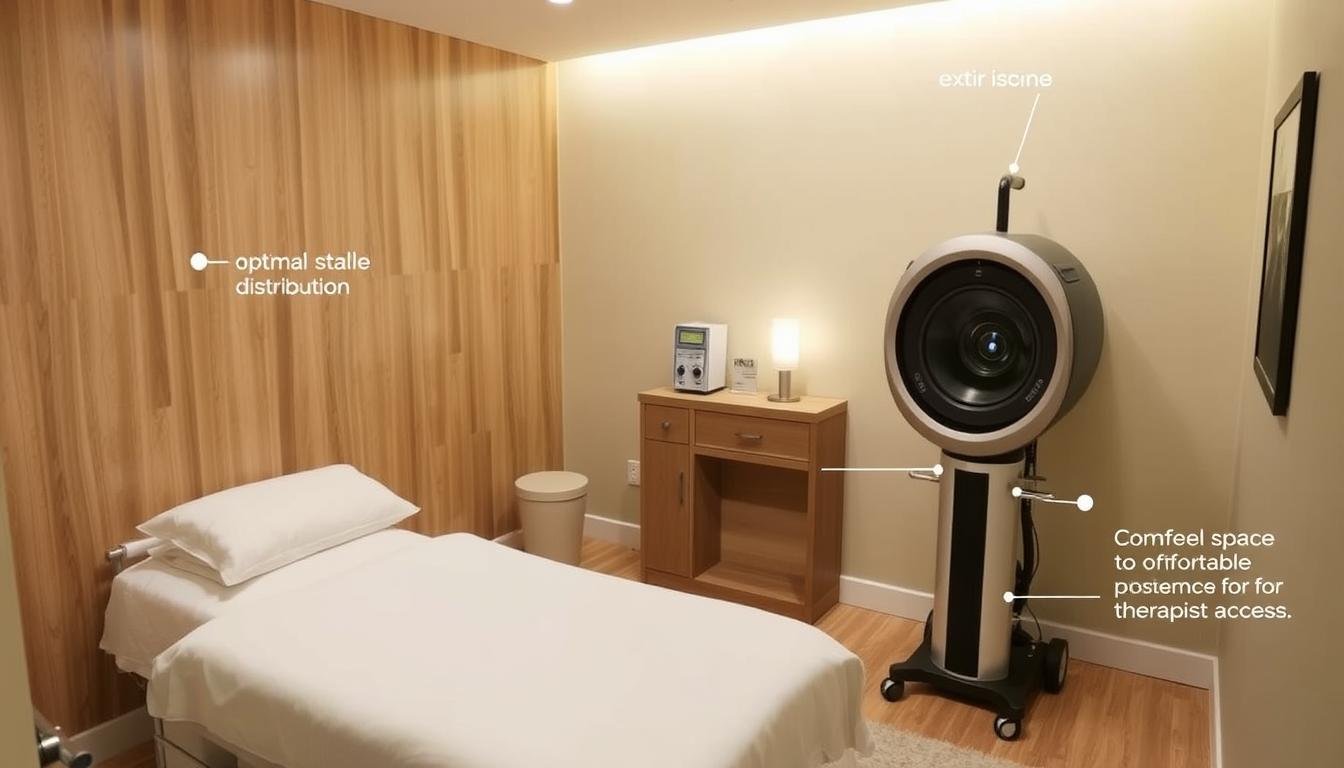 Sala de tratamiento con máquina para hidroterapia de colon correctamente instalada Sala de tratamiento con máquina para hidroterapia de colon correctamente instalada