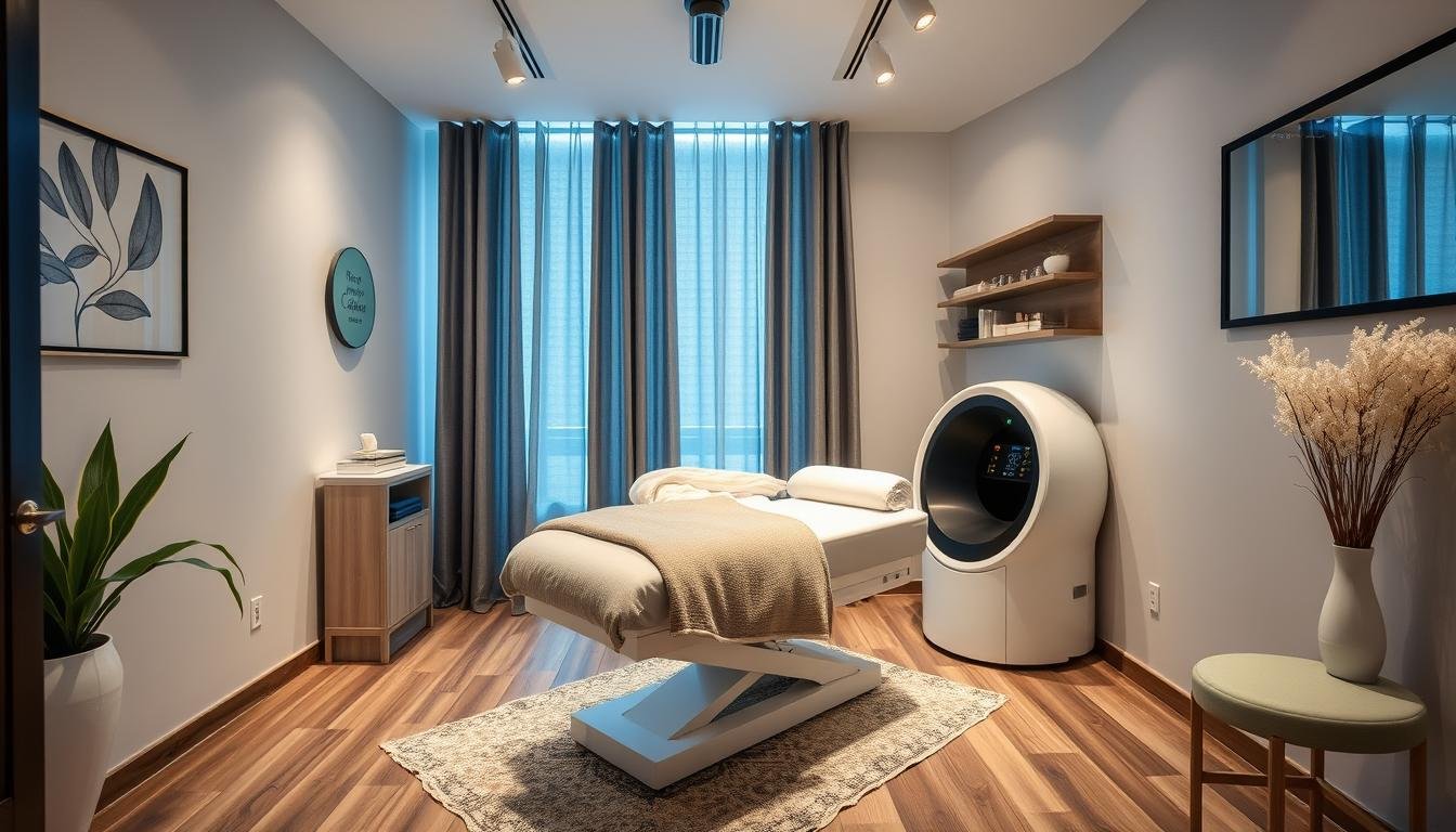 Sala de tratamiento con máquina para hidroterapia de colon integrada Sala de tratamiento con máquina para hidroterapia de colon integrada