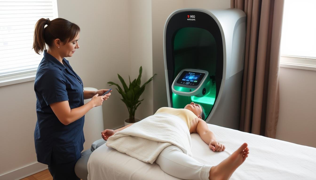 Sesión de hidroterapia de colon con máquina especializada Sesión de hidroterapia de colon con máquina especializada