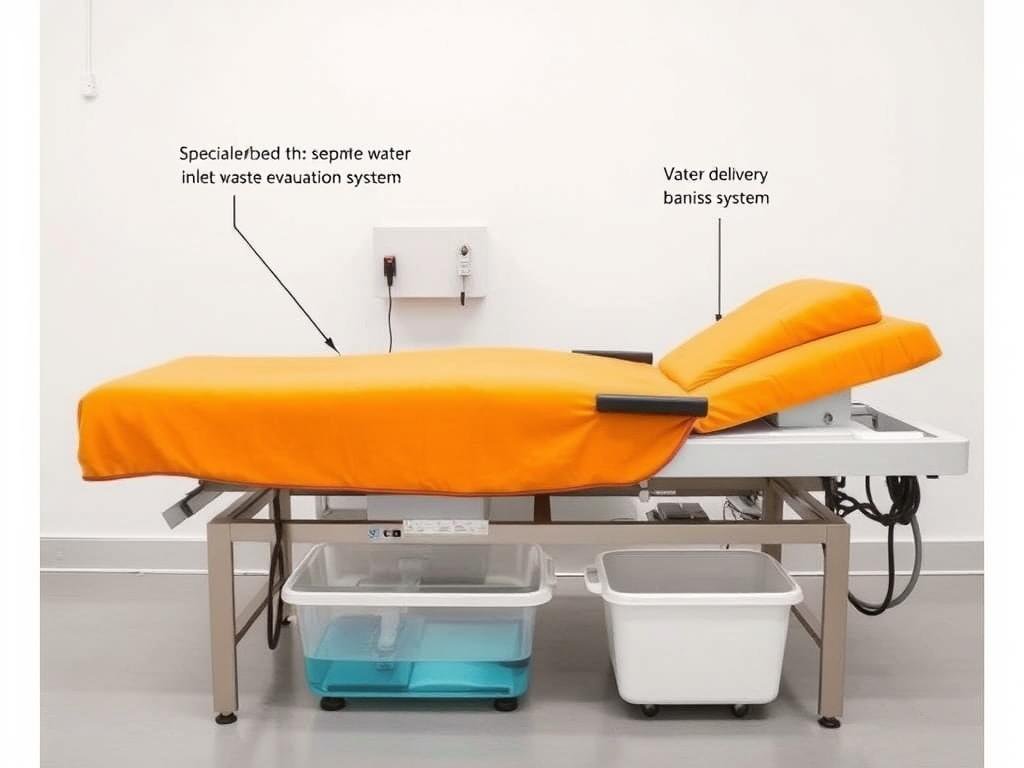 Sistema abierto de hidroterapia de colon con camilla especializada