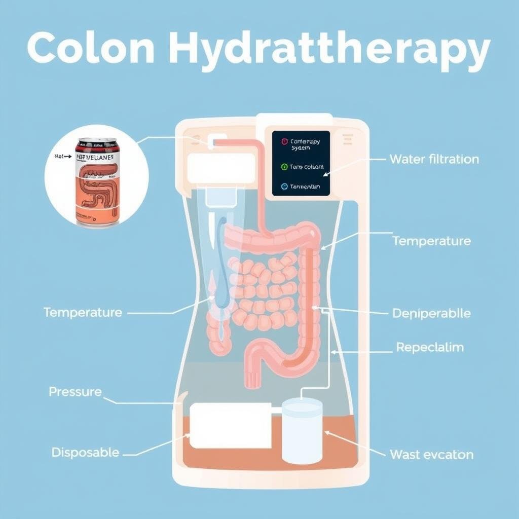 Diagrama del funcionamiento de una Máquina para hidroterapia de colon Diagrama del funcionamiento de una Máquina para hidroterapia de colon
