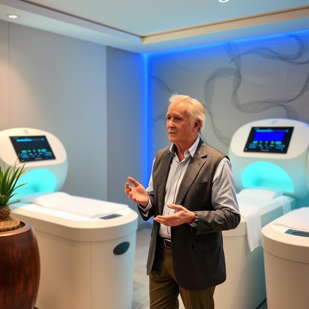 Director de spa en Cancún explicando su experiencia con máquinas de hidroterapia de colon Director de spa en Cancún explicando su experiencia con máquinas de hidroterapia de colon