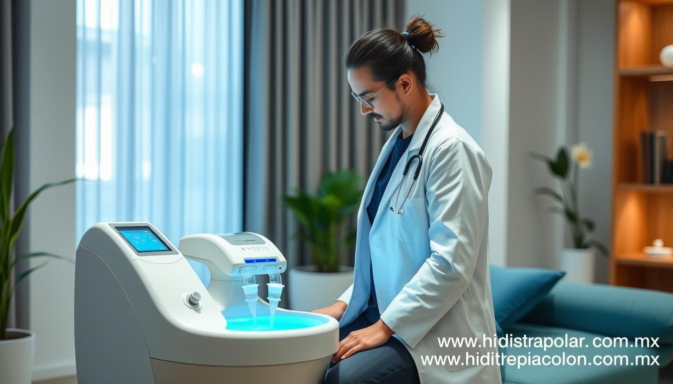 Profesional de la salud utilizando Máquina para hidroterapia de colon MAIKONG Profesional de la salud utilizando Máquina para hidroterapia de colon MAIKONG