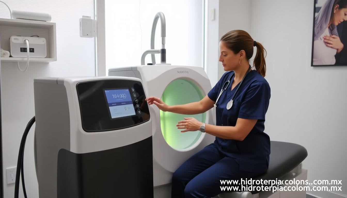 Profesional médico utilizando máquina para hidroterapia de colon MAIKONG Profesional médico utilizando máquina para hidroterapia de colon MAIKONG