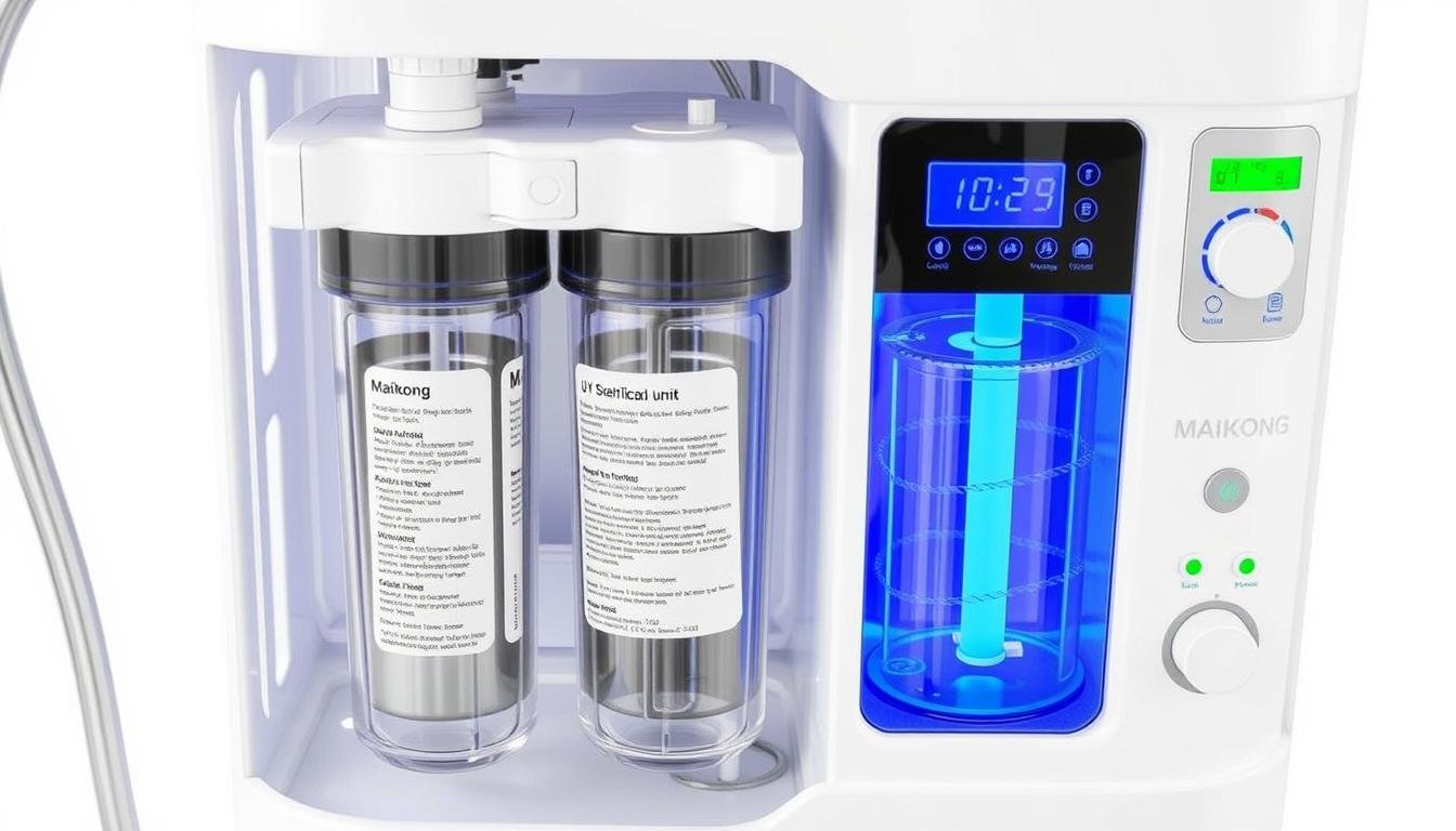 Sistema de purificación de agua integrado en equipos MAIKONG para hidroterapia de colon