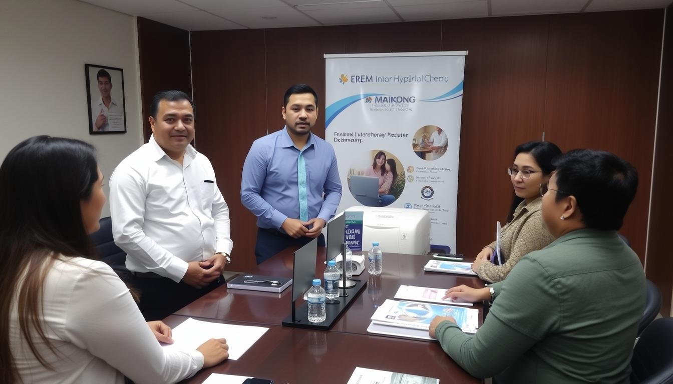 Representante de MAIKONG presentando equipos de hidroterapia de colon a distribuidores en Chihuahua