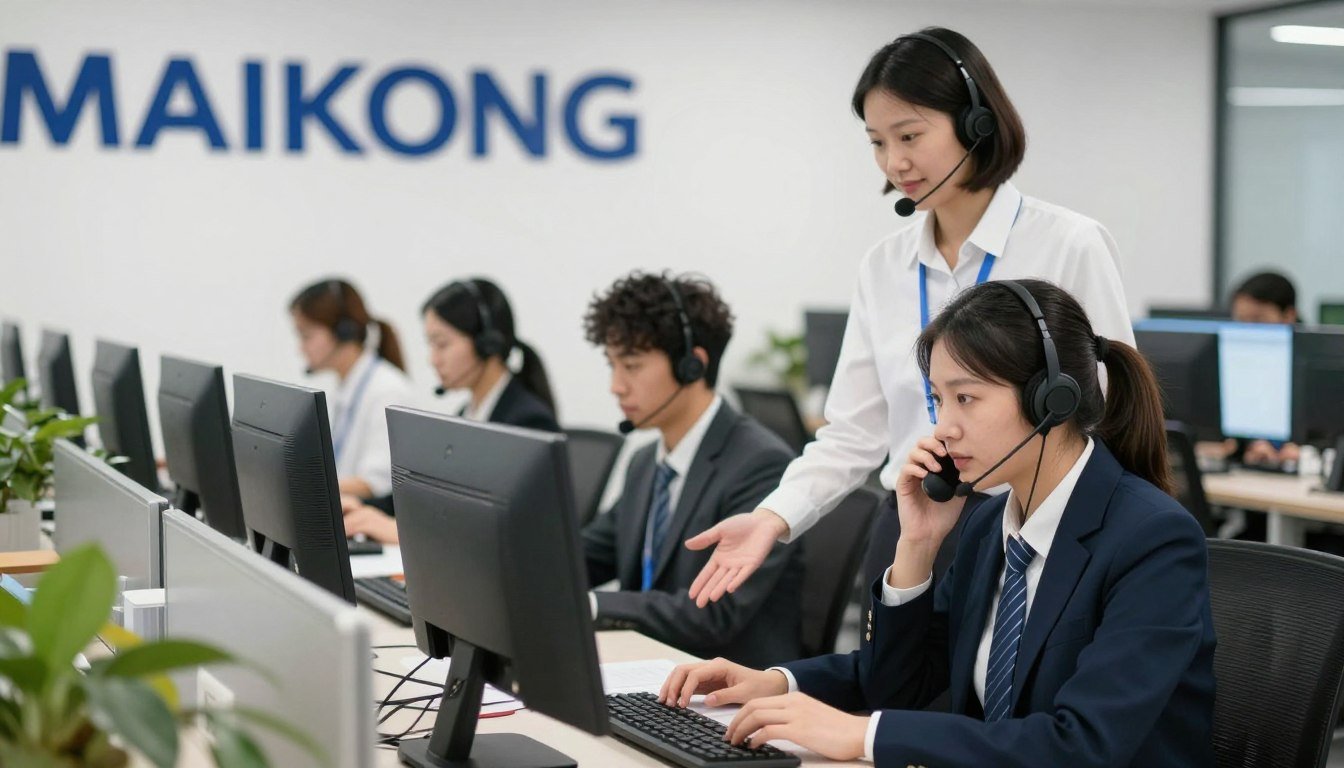 Equipo de soporte técnico de MAIKONG atendiendo consultas