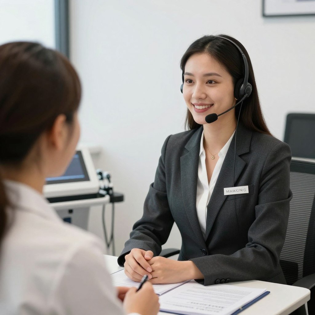 Representante de MAIKONG atendiendo consultas sobre hidroterapia de colon en Cuernavaca