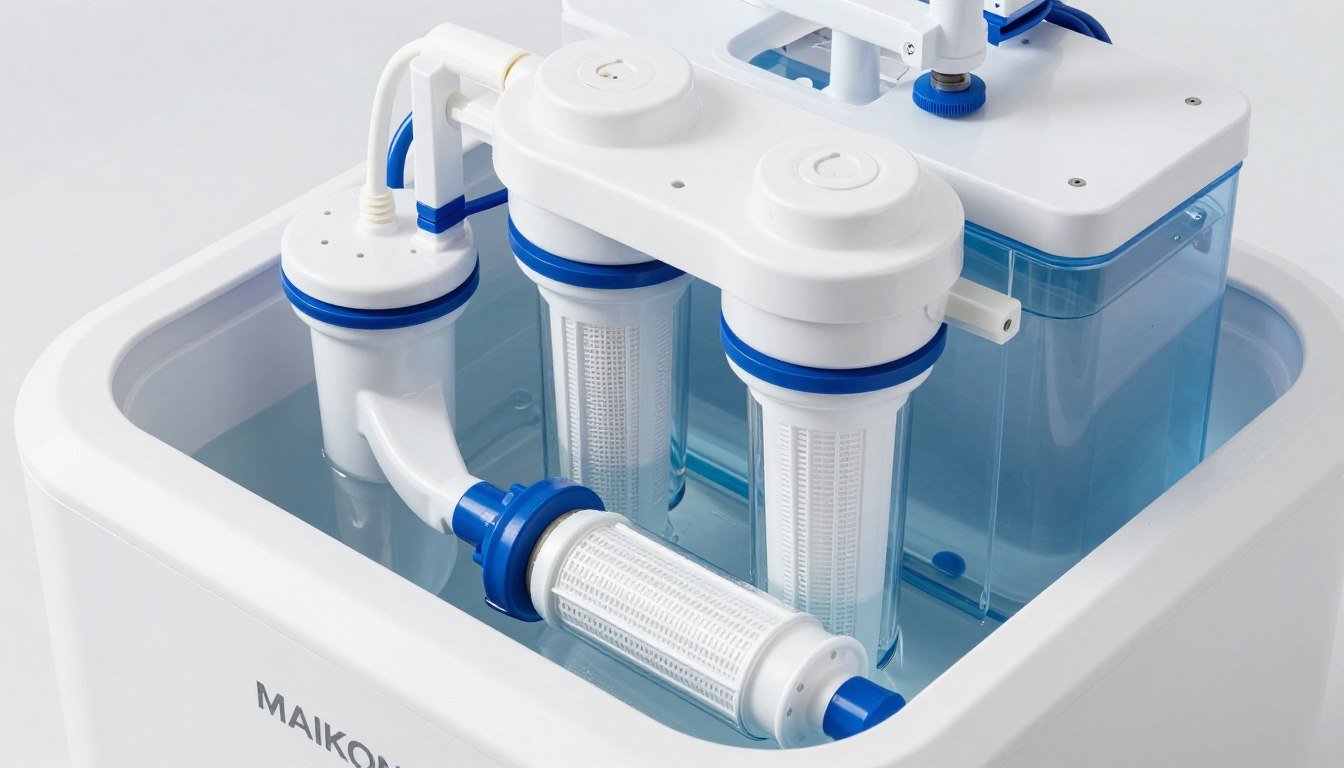 Sistema de purificación de agua integrado en equipos MAIKONG para hidroterapia de colon