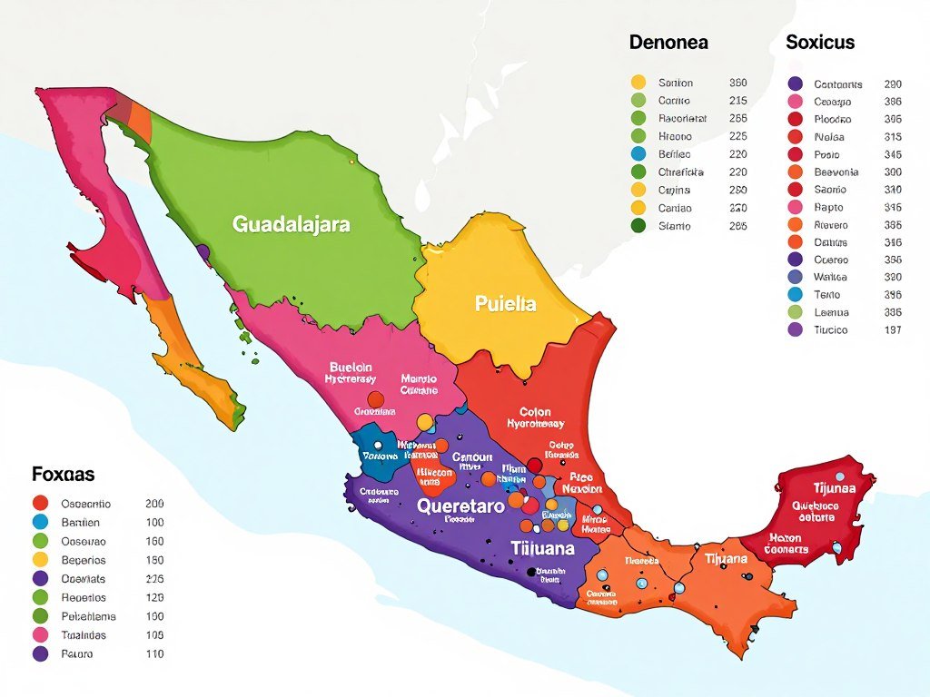 Mapa de México mostrando precios de hidroterapia de colon por región Mapa de México mostrando precios de hidroterapia de colon por región